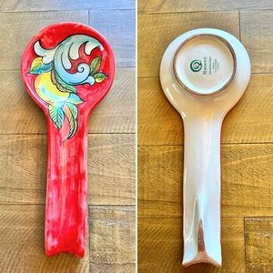 Ruocco Costa d' Amalfi Italy Red Hand Painted Lemon Fruit Ceramic Spoon Rest